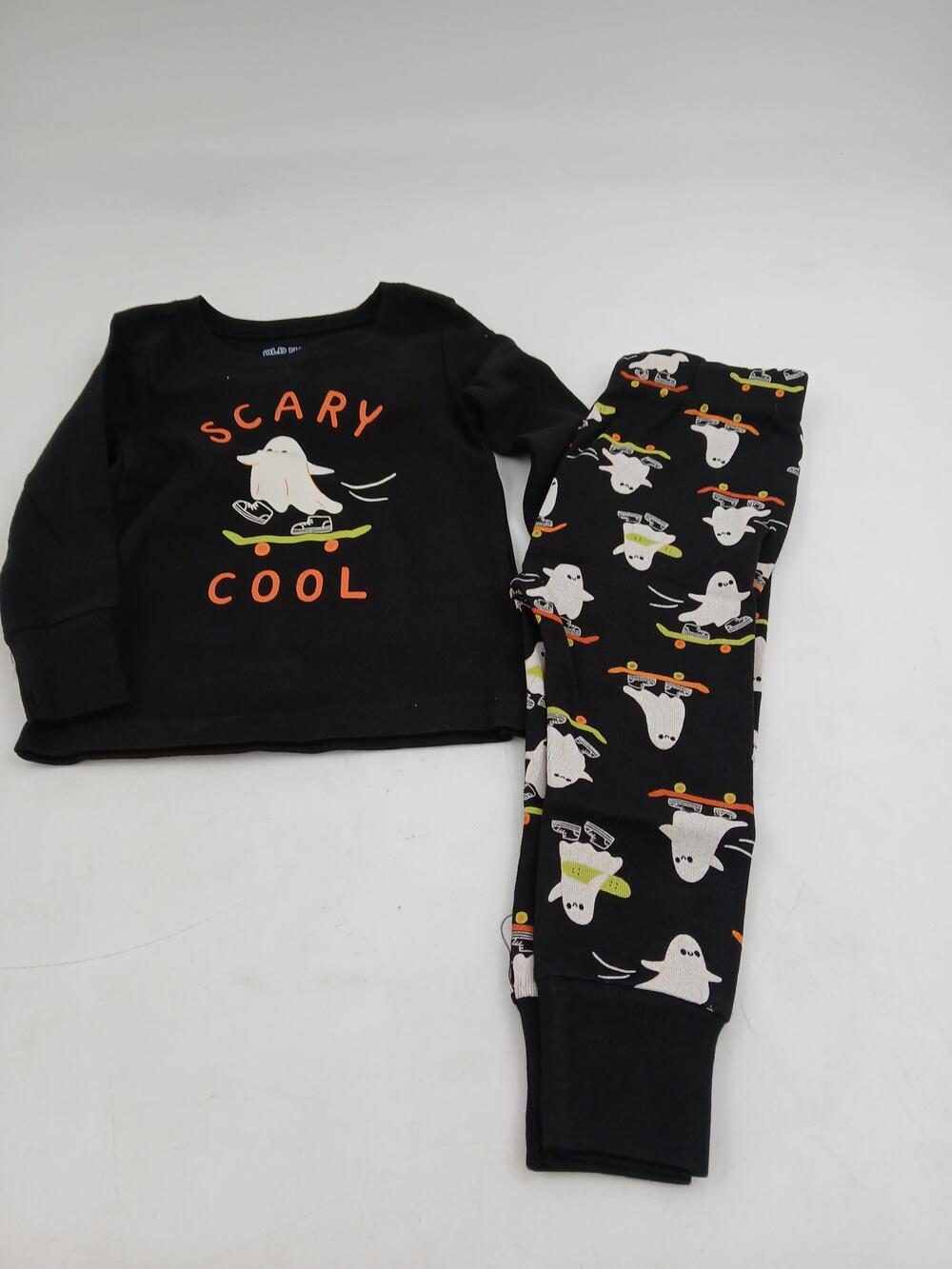 Old Navy Pajama Set Boys 12-18 Months Black Halloween Ghost Scary Cool Sleepwear